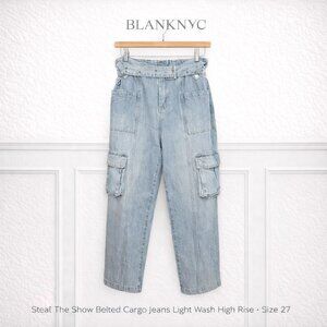 BLANKNYC Steal The Show Belted Cargo Jeans Light Wash High Rise Utility Size 27